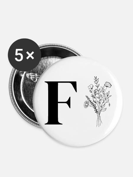 Minimalistische Blumen - Buttons groß 56 mm (5er Pack) - Weiß