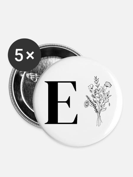 Minimalistische Blumen - Buttons groß 56 mm (5er Pack) - Weiß