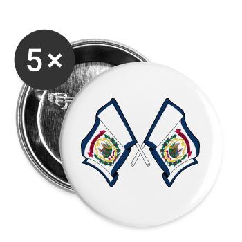 Zwei Flaggen durchquerten West Virginia - Buttons groß 56 mm (5er Pack) - Weiß - Vorne