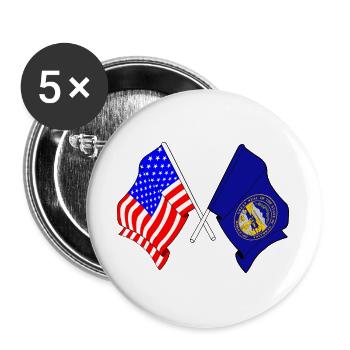 Drapeau des États-Unis et du Nebraska croisé - Lot de 5 grands badges (56 mm) - blanc - Devant