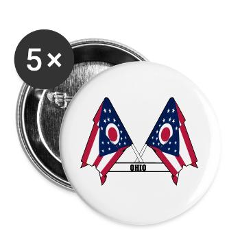 wee flags text OHIO - Buttons large 2.2''/56 mm (5-pack) - white - Front