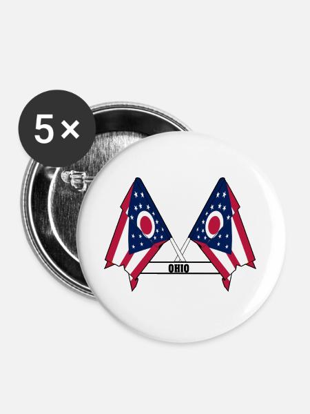 wee flags text OHIO - Buttons groß 56 mm (5er Pack) - Weiß