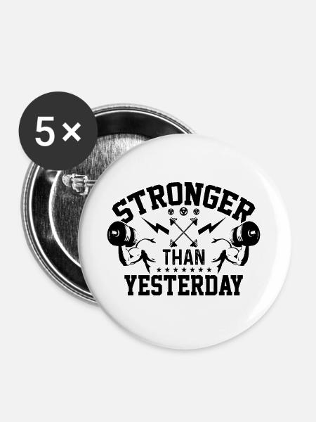 Stärker als gestern - Buttons groß 56 mm (5er Pack) - Weiß
