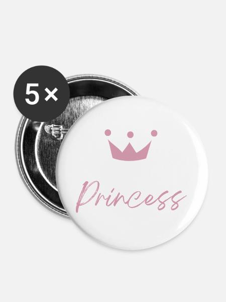 Princess - Buttons groß 56 mm (5er Pack) - Weiß