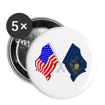 Drapeau des États-Unis et de l’État de Pennsylvanie franchi - Lot de 5 grands badges (56 mm) - blanc - Devant