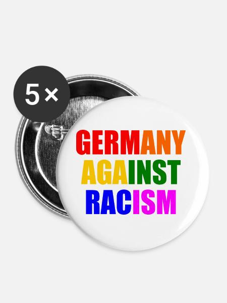 Germany against racism - Buttons groß 56 mm (5er Pack) - Weiß