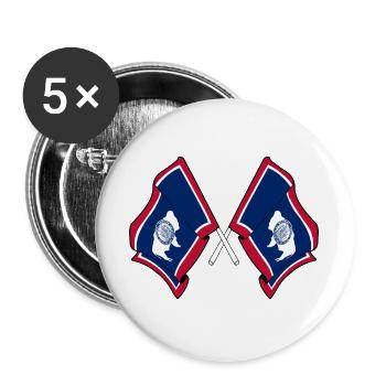 Zwei Wyoming-Flaggen gekreuzt - Buttons groß 56 mm (5er Pack) - Weiß - Vorne