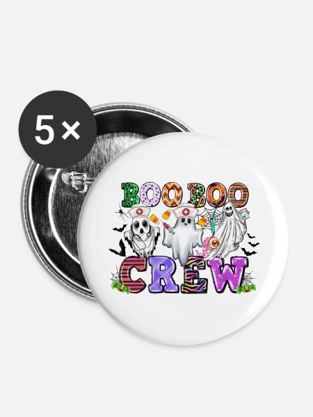 Boo Boo Besatzung - Buttons groß 56 mm (5er Pack) - Weiß