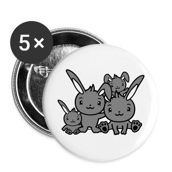 4 Hasen Familie Kinder Eltern Vier Geschwister Süß - Buttons groß 56 mm (5er Pack) - Weiß - Vorne