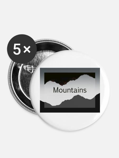 Bergsilhouetten im Kontrast - Buttons groß 56 mm (5er Pack) - Weiß