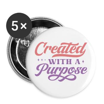 Created With A Purpose - Buttons groß 56 mm (5er Pack) - Weiß - Vorne