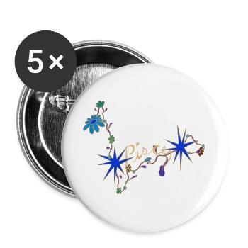 Pisces – Mystical Zodiac Signs and Flowers - Buttons large 2.2''/56 mm (5-pack) - white - Front