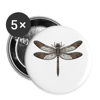 Libelle - Buttons groß 56 mm (5er Pack) - Weiß - Vorne