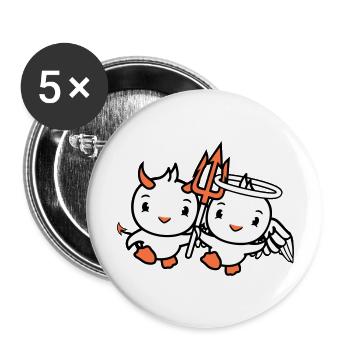 Birds Angel Sky Devil Horns Satan Hell Evil - Buttons large 2.2''/56 mm (5-pack) - white - Front