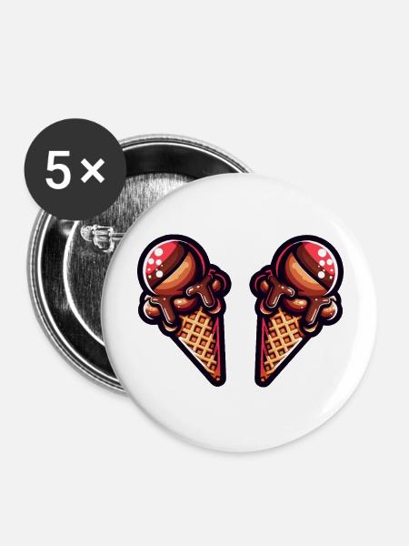 Eiscreme - Buttons groß 56 mm (5er Pack) - Weiß