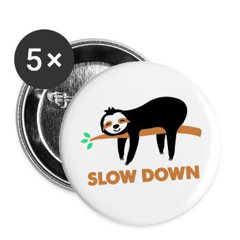 Ralentissement des paresseux - Lot de 5 grands badges (56 mm) - blanc - Devant