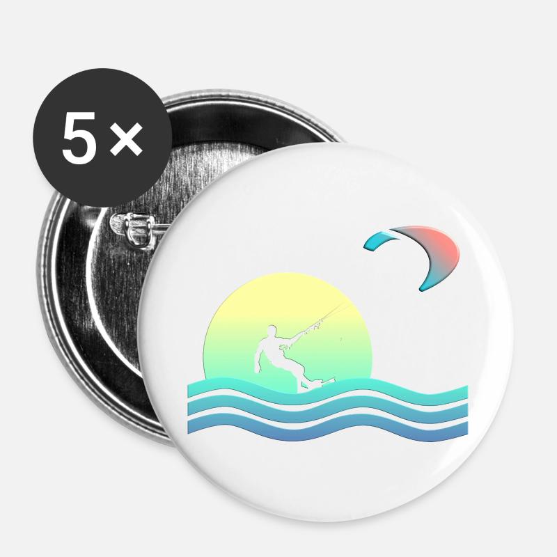 Windkind Kitesurfer - Buttons groß 56 mm (5er Pack) - Weiß