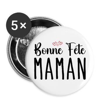 Bonne Fête Maman - Lot de 5 grands badges (56 mm) - blanc - Devant