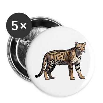 Cheetah - Cute Wildcat Motive - Buttons groß 56 mm (5er Pack) - Weiß - Vorne