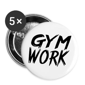 Fitnessstudioarbeit - Buttons groß 56 mm (5er Pack) - Weiß - Vorne
