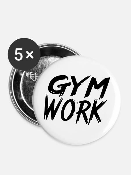 Fitnessstudioarbeit - Buttons groß 56 mm (5er Pack) - Weiß