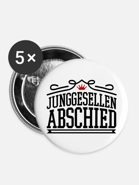 Junggesellen Abschied - Buttons groß 56 mm (5er Pack) - Weiß