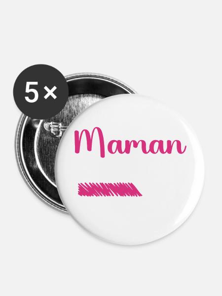 Mama lädt Bitte warten... - Buttons groß 56 mm (5er Pack) - Weiß