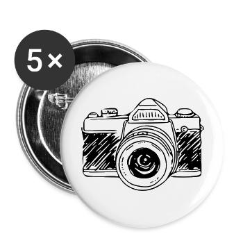 Caméra - Lot de 5 grands badges (56 mm) - blanc - Devant
