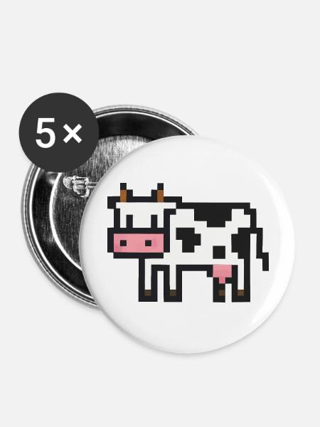 kuh pixel - Buttons groß 56 mm (5er Pack) - Weiß