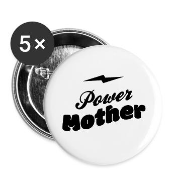 Power Mother - Buttons groß 56 mm (5er Pack) - Weiß - Vorne