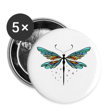 Dragonfly Libelle - Buttons large 2.2''/56 mm (5-pack) - white - Front