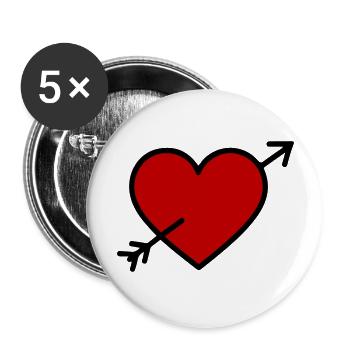Herz Symbol Pfeil - Buttons groß 56 mm (5er Pack) - Weiß - Vorne