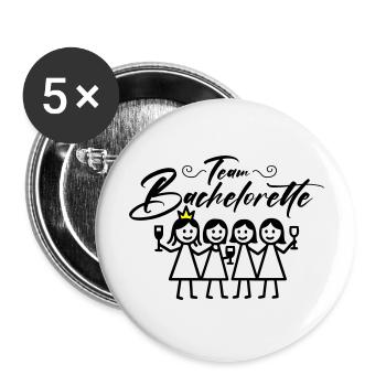 Bachelorette Team Mädels - Buttons groß 56 mm (5er Pack) - Weiß - Vorne