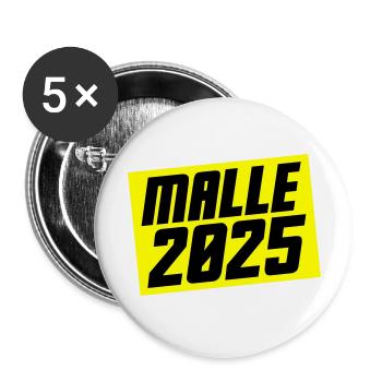 Malle 2025 - Buttons groß 56 mm (5er Pack) - Weiß - Vorne