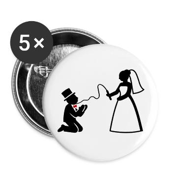 Brautpaar Ehe Paar Peitsche Hochzeit - Buttons groß 56 mm (5er Pack) - Weiß - Vorne