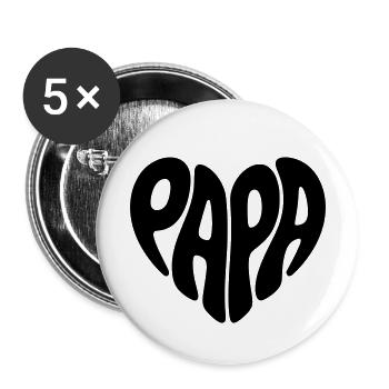 Papa Coeur Forme Père Coeur Forme Cadeau de Fête des Pères - Lot de 5 grands badges (56 mm) - blanc - Devant