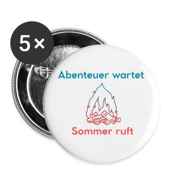 Abenteuer wartet - Sommer ruft! - Buttons groß 56 mm (5er Pack) - Weiß - Vorne