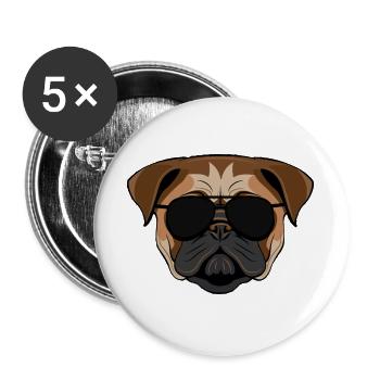 Bulldog in sunglasses - Buttons groß 56 mm (5er Pack) - Weiß - Vorne