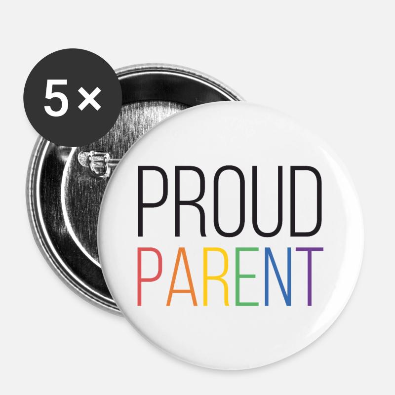 LGBTQ Pride Month - Stolze Eltern - Buttons groß 56 mm (5er Pack) - Weiß