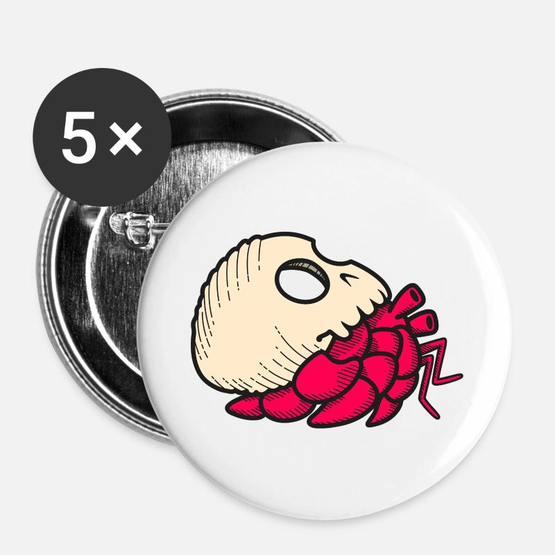Hermit Skull - Buttons large 2.2''/56 mm (5-pack) - white