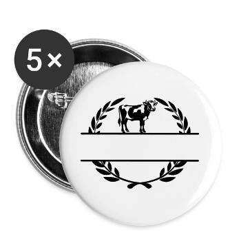 Dairy cow in laurel wreath with space for your own text - Buttons large 2.2''/56 mm (5-pack) - white - Front