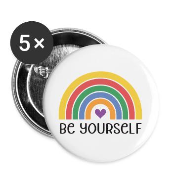 Mois de la fierté LGBTQ - Soyez vous-même - Lot de 5 grands badges (56 mm) - blanc - Devant