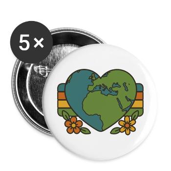 Heart Planet - Buttons large 2.2''/56 mm (5-pack) - white - Front