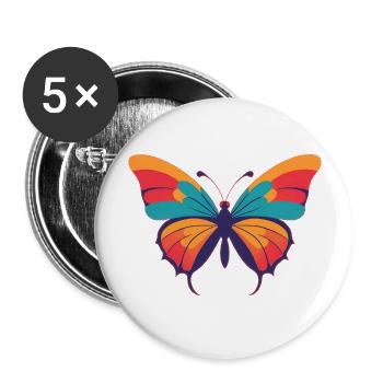 Schmetterling - Buttons groß 56 mm (5er Pack) - Weiß - Vorne