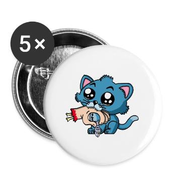 The kitten is hungry! - Buttons large 2.2''/56 mm (5-pack) - white - Front