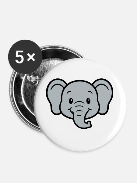 Playful elephant print for children - Buttons large 2.2''/56 mm (5-pack) - white