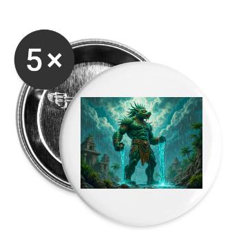 Tlaloc, Aztec god of rain, storms, and fertility - Buttons large 2.2''/56 mm (5-pack) - white - Front