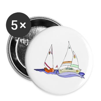 Sailboat - Buttons large 2.2''/56 mm (5-pack) - white - Front