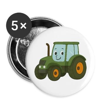 Tracteur - Lot de 5 grands badges (56 mm) - blanc - Devant