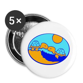 2 Schildkröten Strand Pärchen Verliebt küssen Meer - Buttons groß 56 mm (5er Pack) - Weiß - Vorne